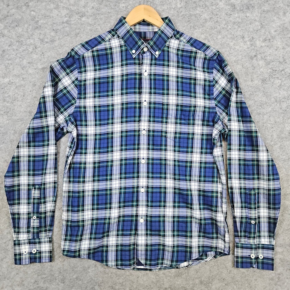 UntuckIt Women's Blue & Green Plaid Button Down Size M Shirt Preston Ridge
